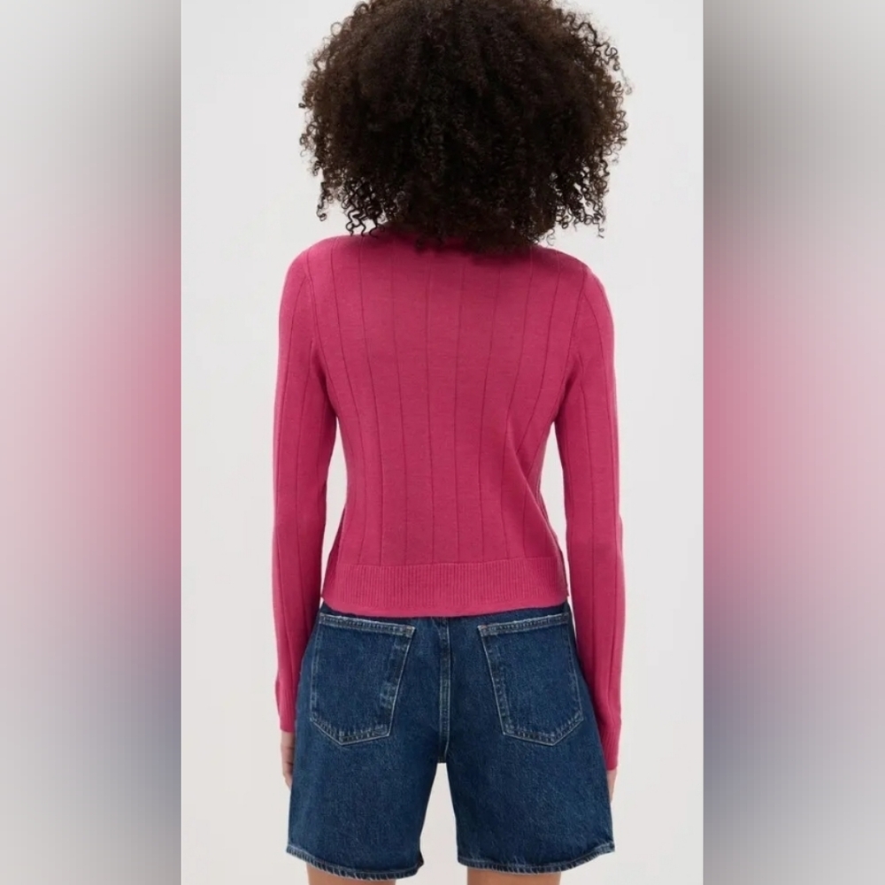 RE/DONE Caroline Ribbed Merino Wool And Silk Cardigan - Picture 6 of 13
